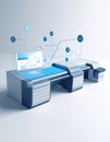 Futuristic Data Analysis Command Center Workstation Royalty Free Stock Photo