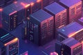 State of the art data center featuring advanced network servers and equipment configuration