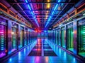 Modern Efficient Data Center Floor Optimized Infrastructure for Peak Performance and Reliability Royalty Free Stock Photo