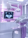 Robotic dental assistant inspects x-rays in modern clinic Royalty Free Stock Photo
