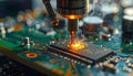 Precision Robotics in Microchip Manufacturing Royalty Free Stock Photo