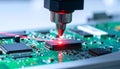 Precision Laser Manufacturing of a Computer Microchip Royalty Free Stock Photo