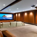 A state-of-the-art home theater with reclining leather seats, a large screen, and immersive surround sound system2, Generative A