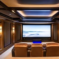 A state-of-the-art home theater with reclining leather seats, a large screen, and immersive surround sound system4, Generative A