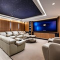 A state-of-the-art home theater with reclining leather seats, a large screen, and immersive surround sound system5, Generative A