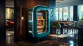 A state-of-the-art jukebox in an executive lounge, featuring playlists that boost productivity and relaxation Royalty Free Stock Photo