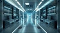 Automation relationships. State-of-the-art server room gleaming with blue neon lights, epitomizing the pinnacle of