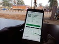 state bank and trust company mobile online banking app displayed on smart phone screen at village background in india dec 2019
