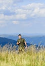 State border guard service. Protecting borders of motherland. Stop illegal immigrants. Guard the borders. Soldier with Royalty Free Stock Photo