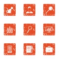 State budget icons set, grunge style Royalty Free Stock Photo