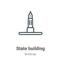 State building outline vector icon. Thin line black state building icon, flat vector simple element illustration from editable