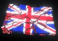 State collapse Flag of United Kingdom 3d illustration rendered Royalty Free Stock Photo