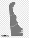 State Delaware map on transparent background. Blank map of Delaware with regions in gray for your web site design, logo, app, UI