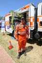 The State Emergency Services SES rescue truck in Kings Domain Gardens, Melbourne