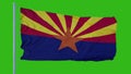 State flag of Arizona waving in the wind against green screen background. 3d illustration Royalty Free Stock Photo