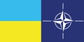 State flag of Ukraine and the official flag of NATO.
