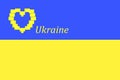 State flag of Ukraine. Symbols of Ukraine. Square, round and heart shaped. Blue and yellow illustration. Heart on the