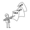 State government taxes business cartoon in black and white