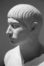 The art of ancient Rome. Roman young man, marble statue. Hermitage collection. Black and white photo