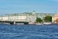State Hermitage museum WInter palace and Palace bridge over Neva river, Saint Petersburg, Russia Royalty Free Stock Photo