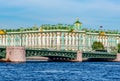 State Hermitage museum (WInter palace) and Palace bridge over Neva river, Saint Petersburg, Russia Royalty Free Stock Photo