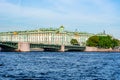 State Hermitage museum WInter palace and Palace bridge over Neva river, Saint Petersburg, Russia Royalty Free Stock Photo