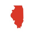 State of Illinois vector map silhouette. Il state shape icon. Outline contour map of State of Illinois. Royalty Free Stock Photo