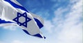 State of Israel national flag waving in the wind on a clear day Royalty Free Stock Photo