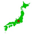 State of Japan, map of the distribution of coronavirus. Vector graphics