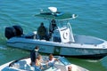 State law enforcement police boat stopping a boat Royalty Free Stock Photo