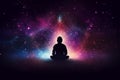 Transcendental chakras space meditation human silhouette. Generative AI Royalty Free Stock Photo