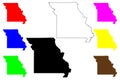 State of Missouri (United States of America, USA or U.S.A.) silhouette and outline map Royalty Free Stock Photo