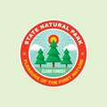 State natural park - concept circle badge in flat design style. Clean forest creative logo. Summer travel graphic symbol. Outdoor
