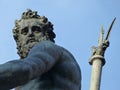 State of Neptune with the trident, closeup. Fountain of Neptune in Bologna. Italy Royalty Free Stock Photo