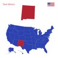 The State of New Mexico is Highlighted in Red. Vector Map of the United States Divided into Separate States Royalty Free Stock Photo