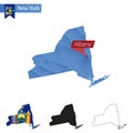 State of New York blue Low Poly map with capital Albany