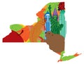 State of New York Official Map Symbols Vector Illustration