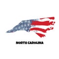 State of North Carolina. United States Of America. Vector illustration. Watercolor texture of USA flag. Royalty Free Stock Photo