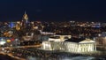 State opera and ballet theatre with residential building timelapse. Astana, Kazakhstan Royalty Free Stock Photo