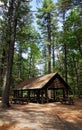 State Park Shelter with Pine Trees Royalty Free Stock Photo