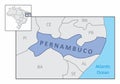 State of Pernambuco map Royalty Free Stock Photo