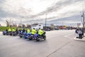 State Police department Motorcycle Formation Ride on 2019 Marathon in Manchester, New Hampshire NH, USA.
