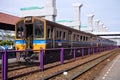 State Railways of Thailand SRT Blue diesel electric train locomotive parked at Donmuang railway station