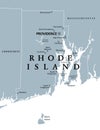 State of Rhode Island and Providence Plantations, gray political map