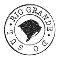 State of Rio Grande do Sul, Brazil Stamp Postal. A Map Silhouette Seal. Passport Round Design. Vector Icon Design Retro Travel.