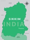 State of Sikkim India with capital city Gangtok hand drawn map