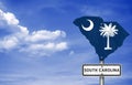 State South Carolina map flag road sign Royalty Free Stock Photo