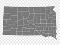 State South Dakota map on transparent background. Indiana map with regions in gray for your web site design, logo, app, UI. USA