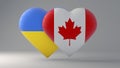 State symbol of Ukraine and Canada on glossy badges. 3D rendering.