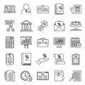 State tax regulation icons set, outline style